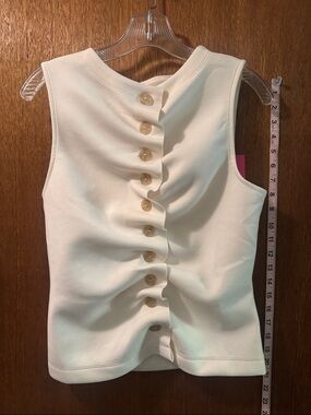 By Anthropologie: Ruched Sleeveless button down top. NWT!
